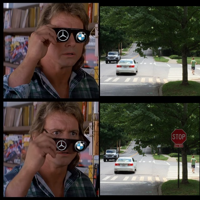 Mercedes and BMW sunglasses - meme