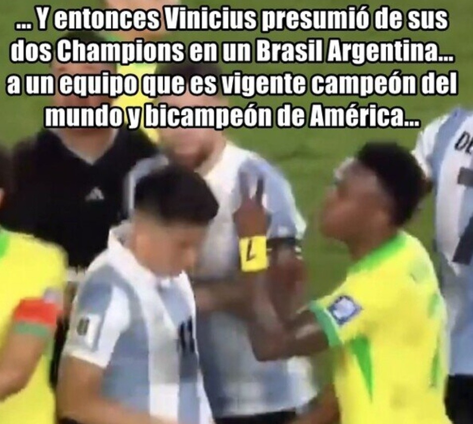 Vinicius enseñando Champions en un lugar lleno de estrellas mundiales - meme
