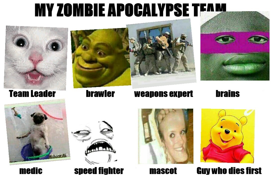 Equipo contra zombis y spiners - meme