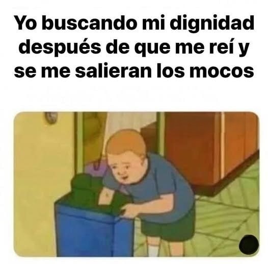 Yo buscando mi dignidad después de reírme y que se me salieran los mocos - meme