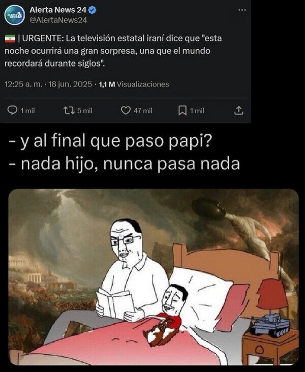 irán dice que hoy habrá gran sorpresa del mundo y por supuesto no pasa nada jajaja - meme