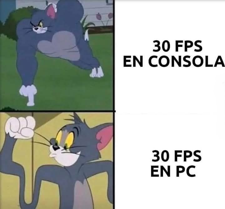 30 FPS en consola: meh / 30 FPS en PC: injugable - meme