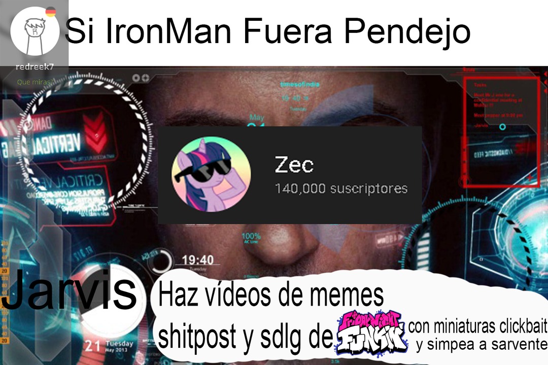 Contexto: Zec es un "youtuber" que solo sube memes muertos de fnf y con miniaturas clickbait, y simpea a sarvente