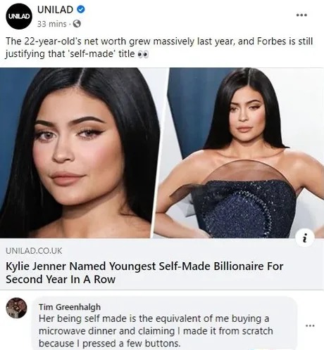Kylie Jenner, self made billionaire - meme