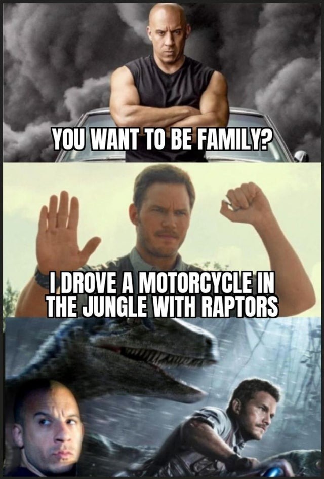 Chris Pratt is now family for his scenes in Jurassic World Dominion - meme