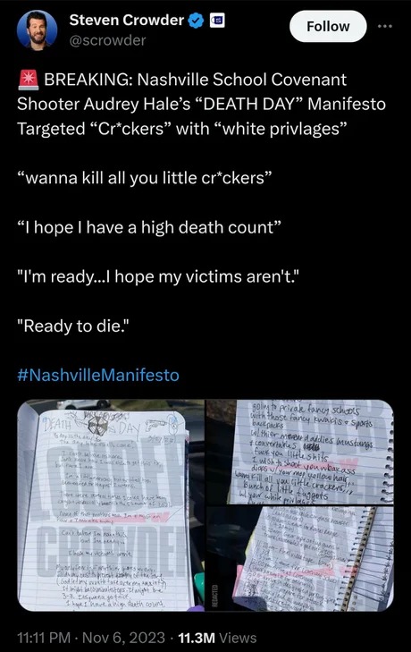 Nashville Shooter manifesto - meme