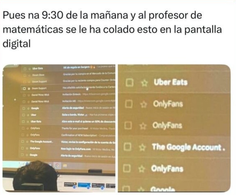 profe... tiene el onlyfans abierto en la pantalla digital - meme