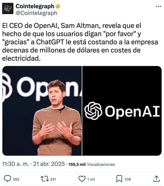 Decir 'por favor' a ChatGPT le cuesta millones a OpenAI - meme