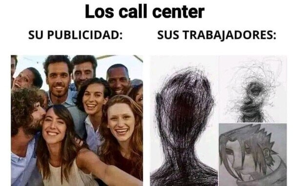 Call center en la publicidad vs call center en la vida real - meme