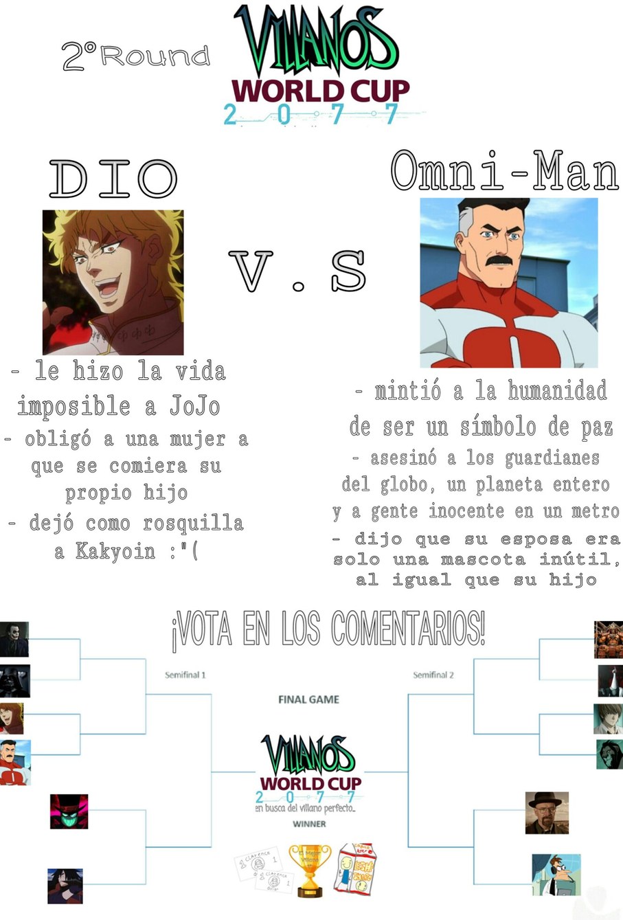 Damas y Caballeros, ronda 2: DIO vs Omni-Man ¡Voten por su favorito! - meme