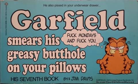 Garfield also shits in your flower beds & sprays your front door... - meme