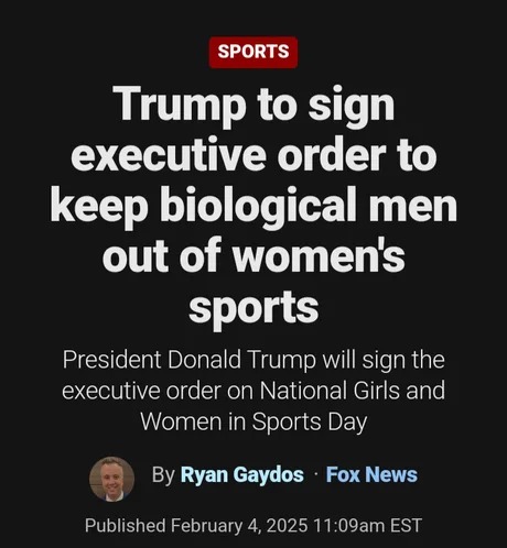 Trump to sign executive order to keep biological men out of women's sports - meme