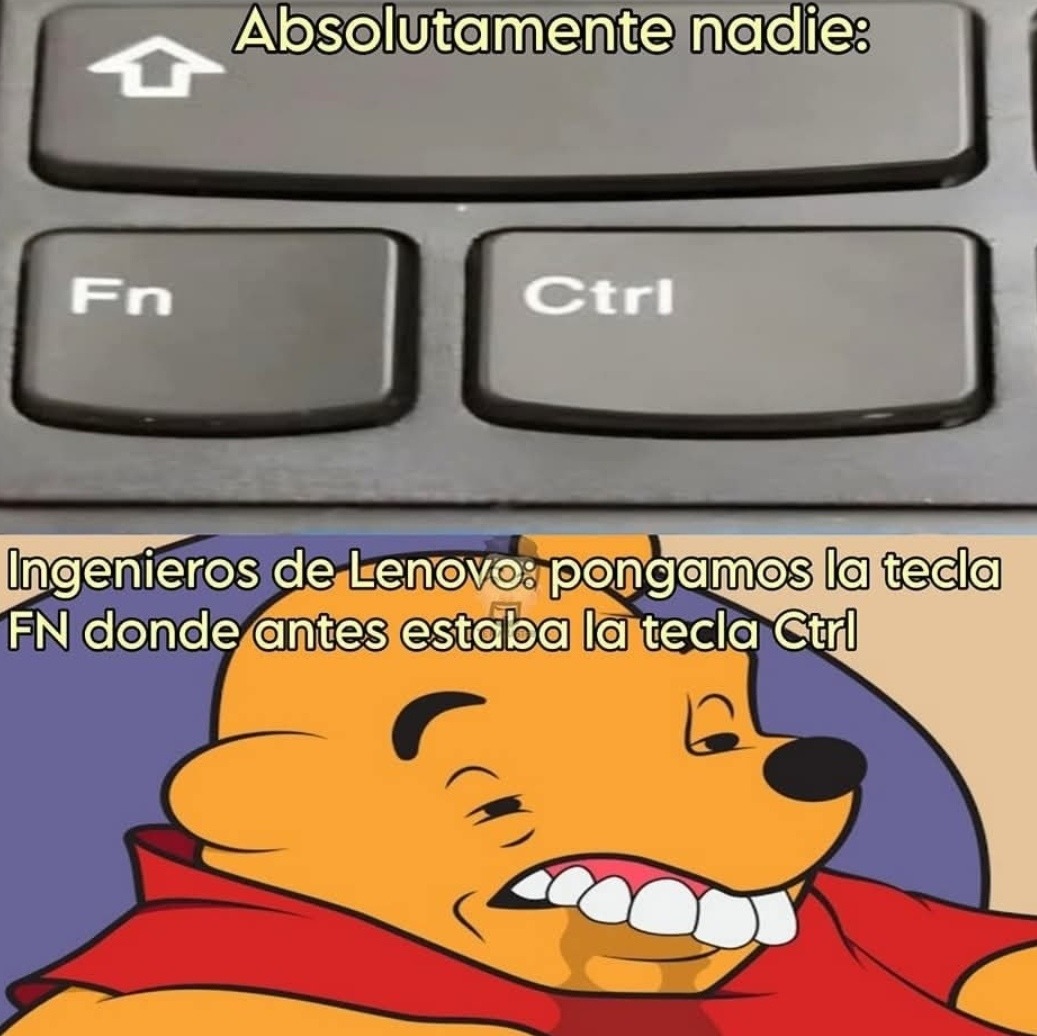 Lenovo y sus teclados diseñados por gremlins sin sueño - meme