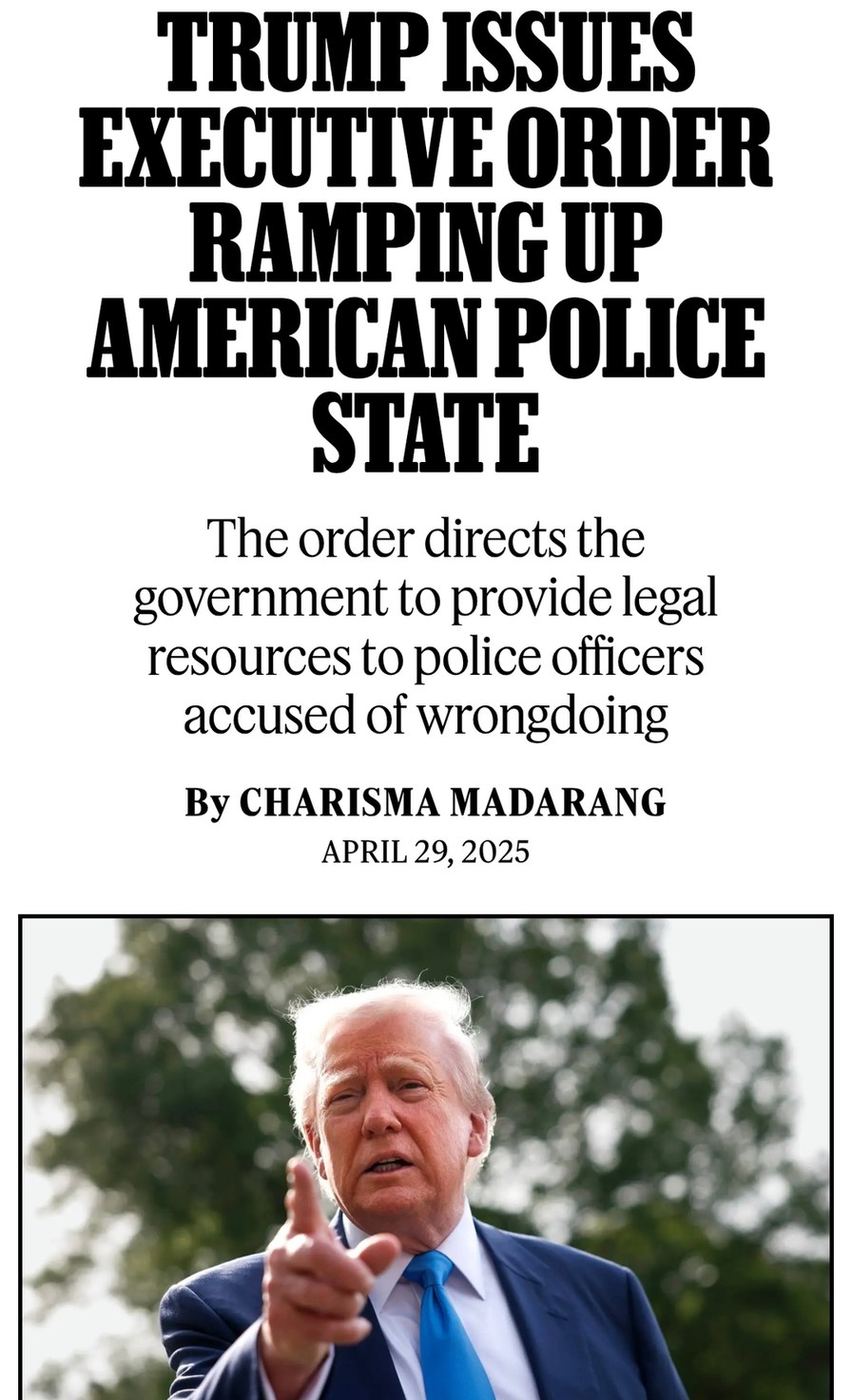 Trump just dropped the executive order to boost cop immunity - meme