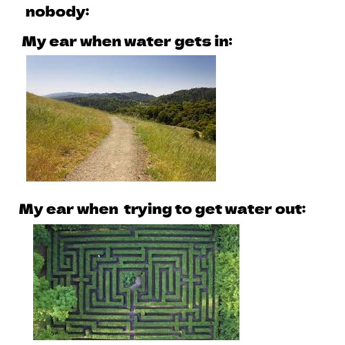 when water is getting in my ear - meme