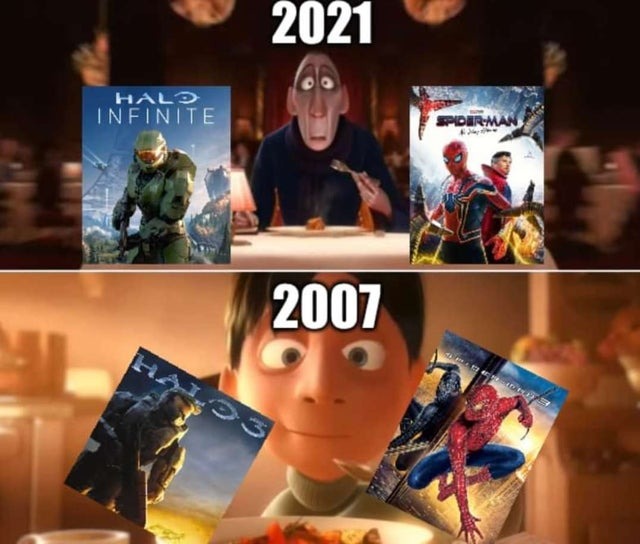 Halo and Spider Man 14 years later - meme