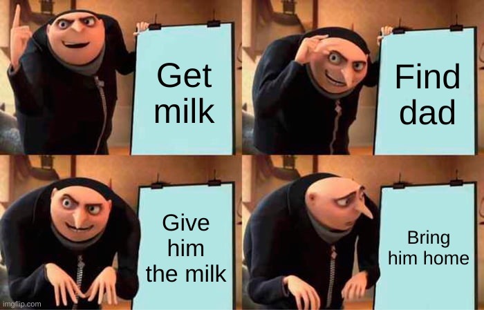 Dad never came home with the milk - meme