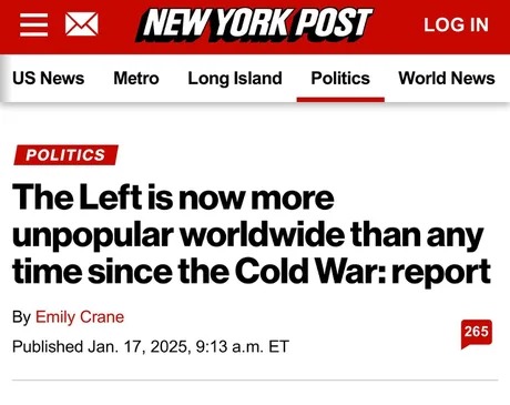 The Left is now more unpopular world wide than any time since the Cold War - meme