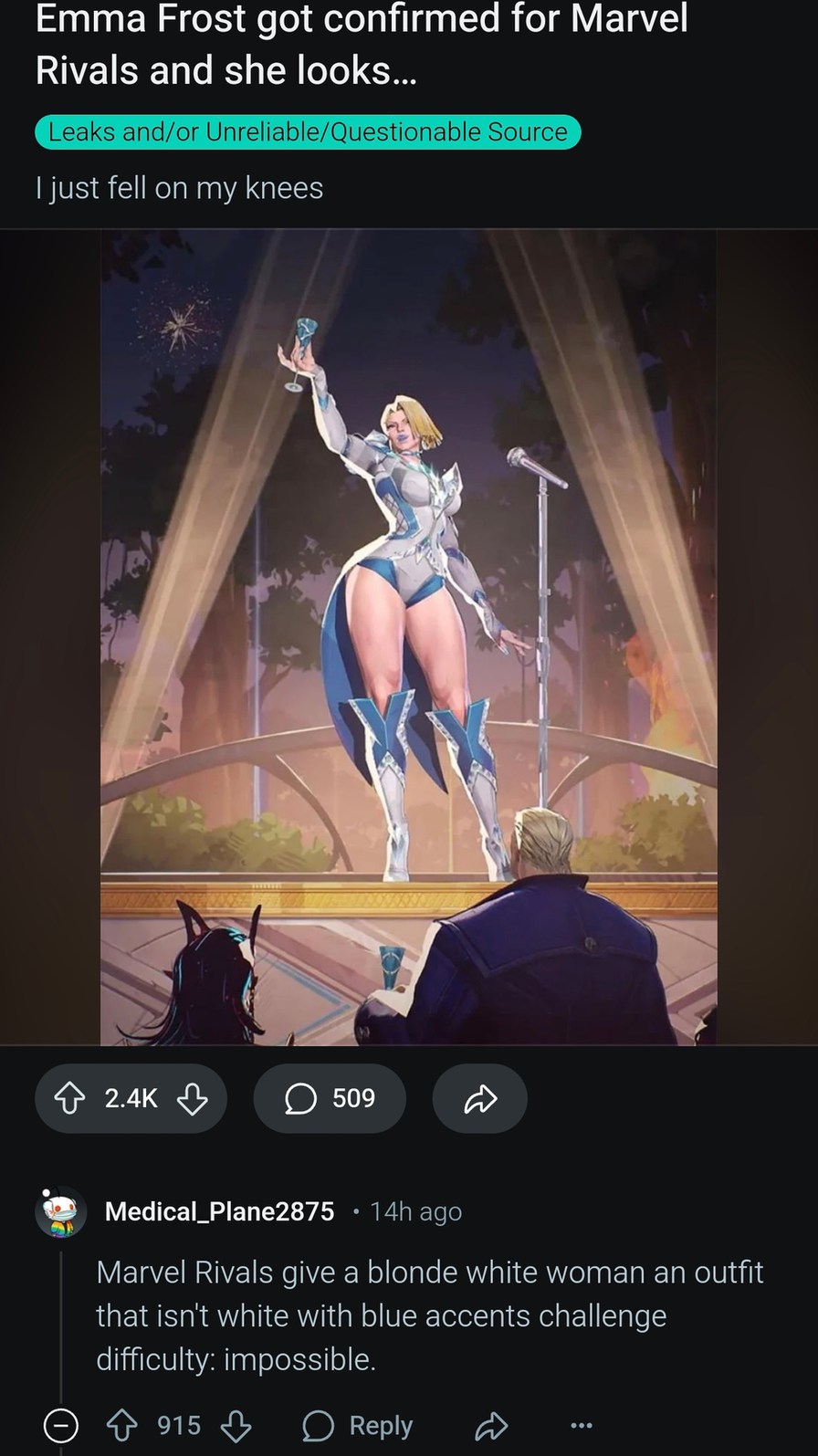 Emma Frost drops and fans collapse like her outfit budget - meme