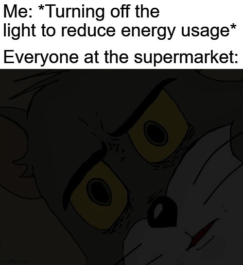 Turning off one light and expecting the supermarket's bill to drop - meme