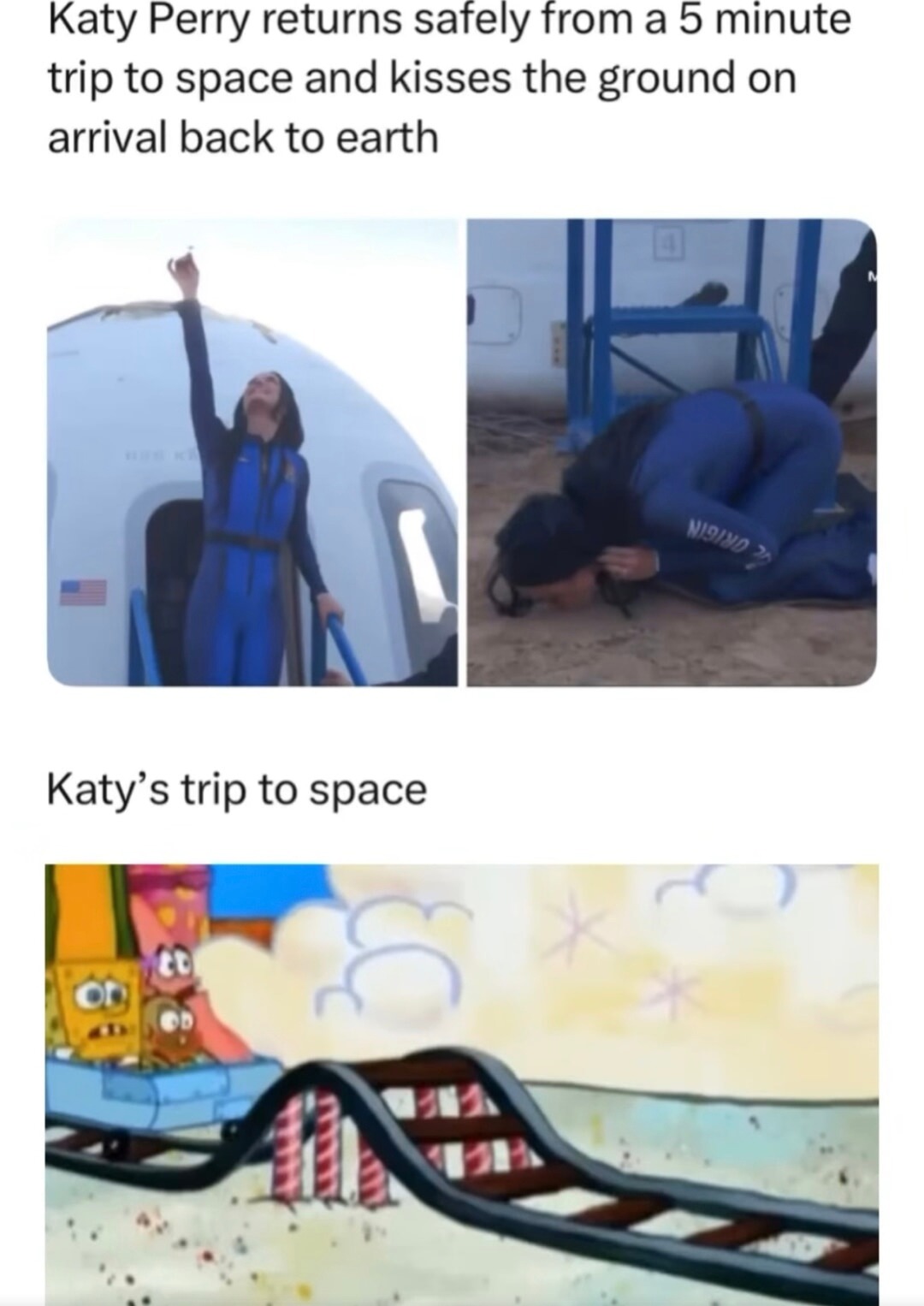 Katy Perry returns from orbit like she just survived The Hunger Games - meme